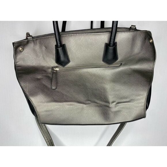 Catherine Malandrino Leather Purse Handbag Satchel Tote Hand Shoulder Bag Silver - Picture 9 of 10